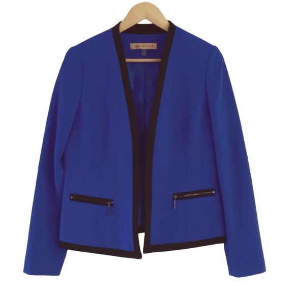 NIPON BOUTIQUE Jacket Open Blazer Royal Blue Black Size 6 - Picture 8 of 8